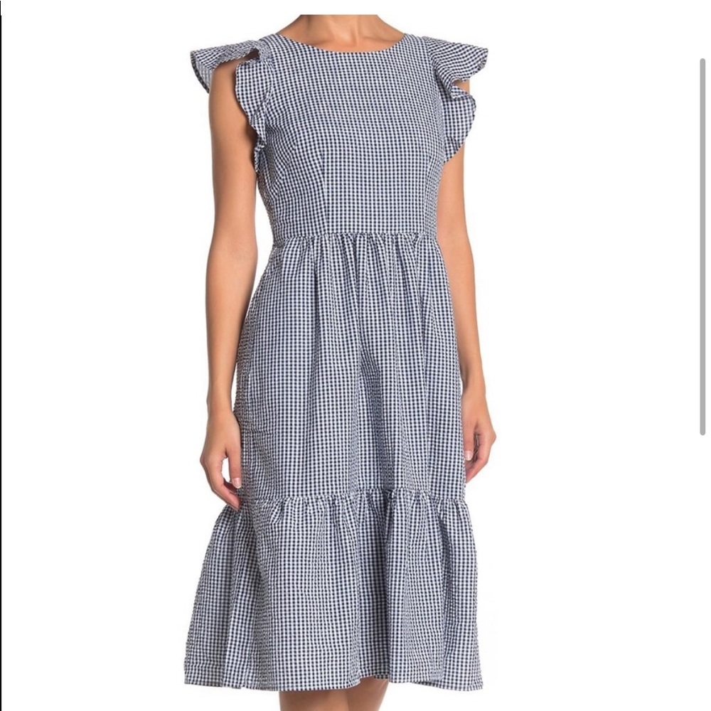 NWOT Eliza J Navy and White Gingham Dress